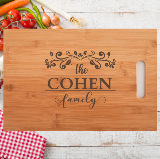 Personalized Kitchen Utensils Family Name Cutting Board