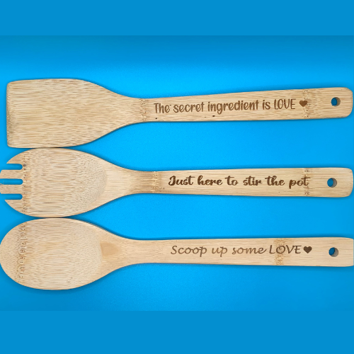 Personalized Wooden Kitchen Utensils - Set of 5