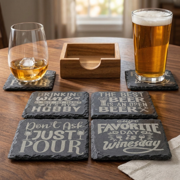 Funny Slate Coaster Set
