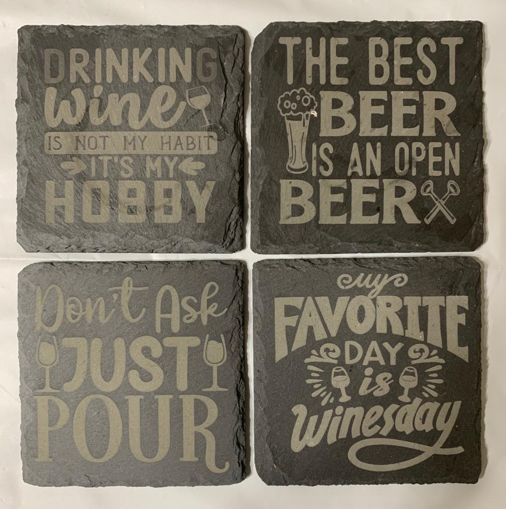 Personalized Cork Coasters for Drinks Set of 4 Customized Funny